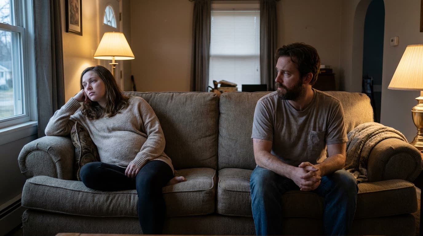 rechazo a mi pareja en el embarazo - pareja con distancia emocional durante el embarazo, mujer embarazada de espaldas a su pareja